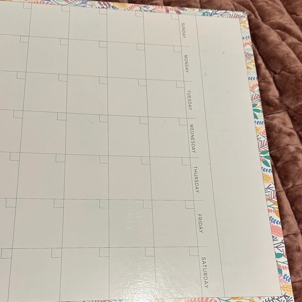 Floral Border Whiteboard Calendar - White - OS - $11